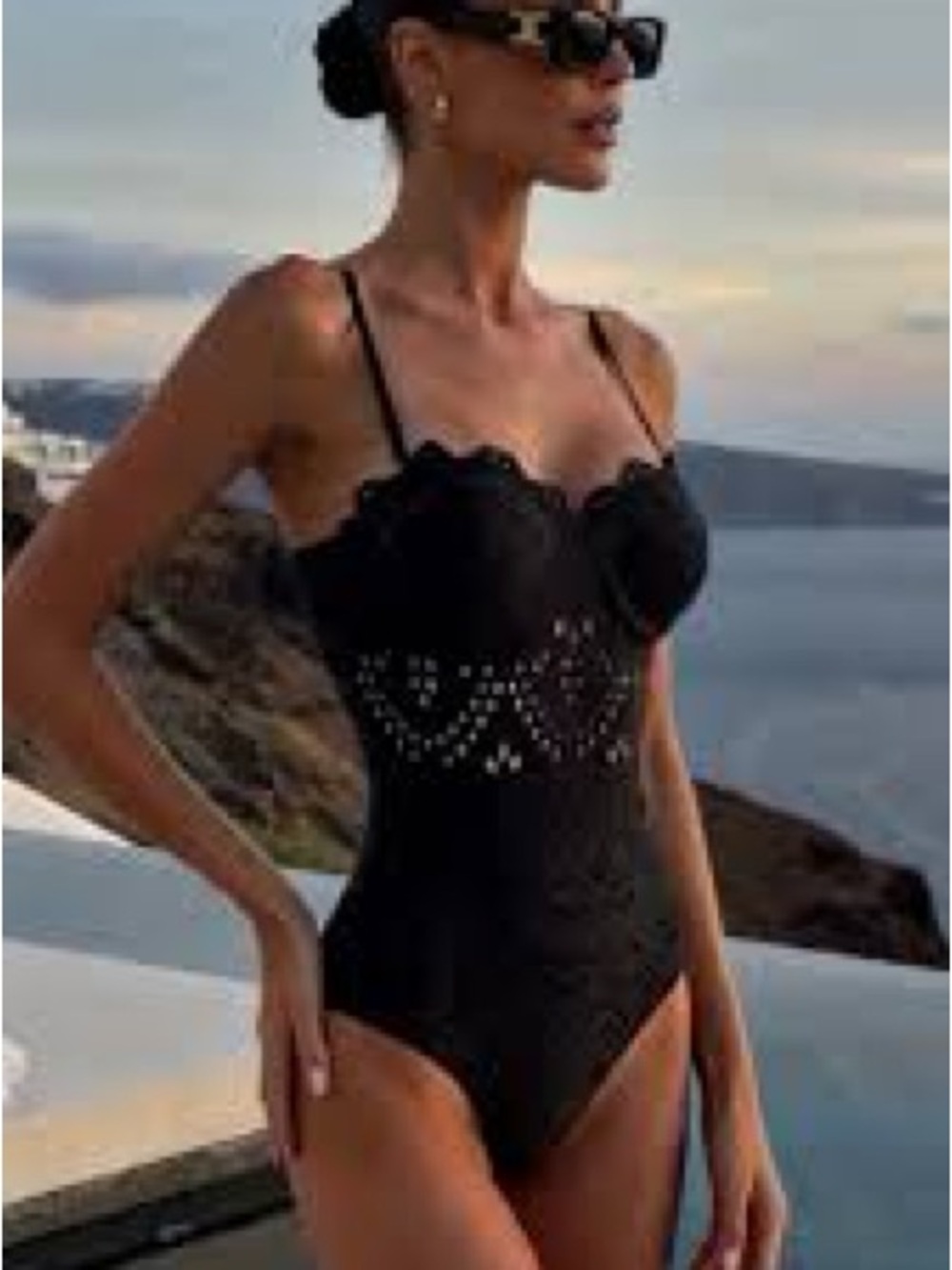 Black Lace-Detail One-Piece Swimsuit - Women Swim
